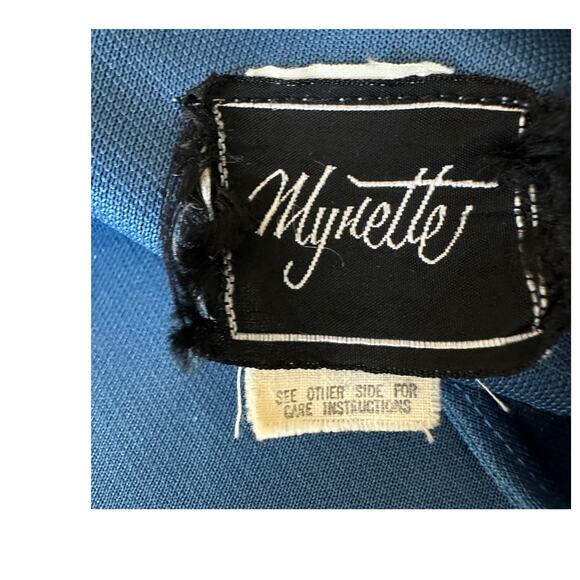 Vintage Mynette Dress Blue 60s Midi Length Short Sleeves Women's Size Large - Picture 4 of 13